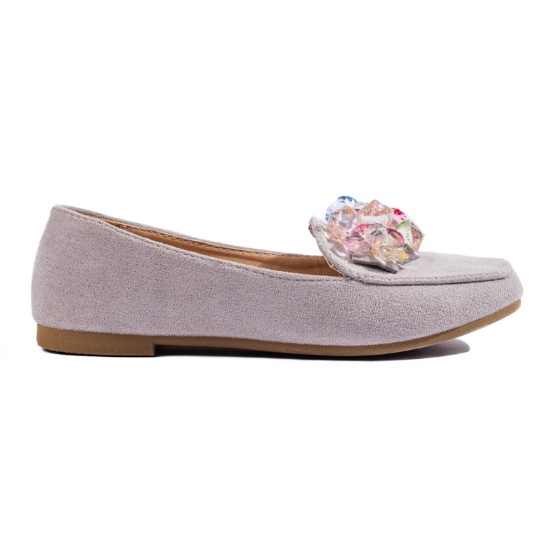 Shelovetin harmaat mokkanahkahousut kristalleilla