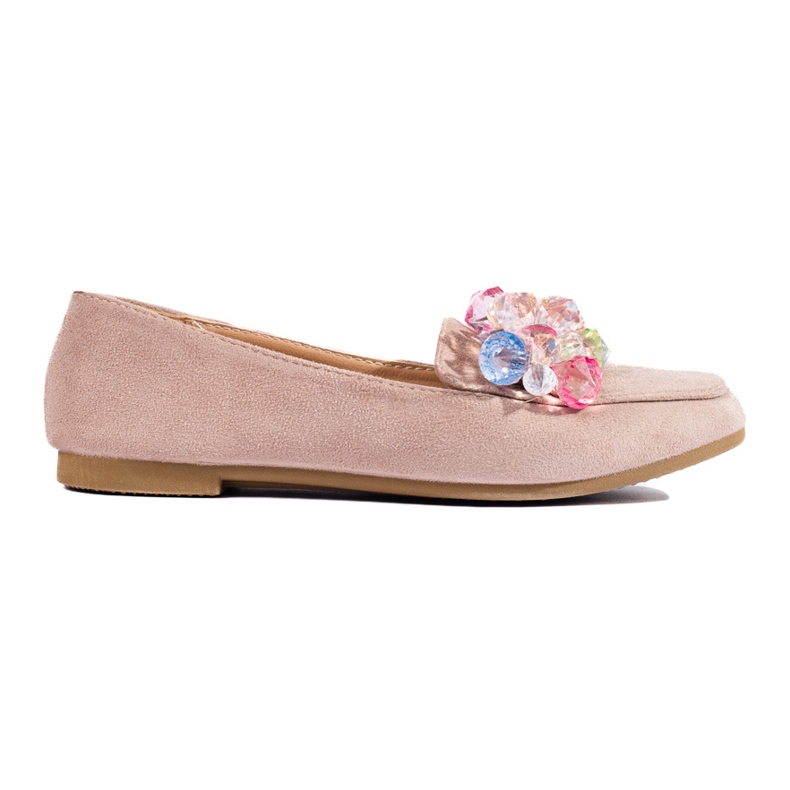 Shelovetin beige-mokkanahkahousut kristalleilla