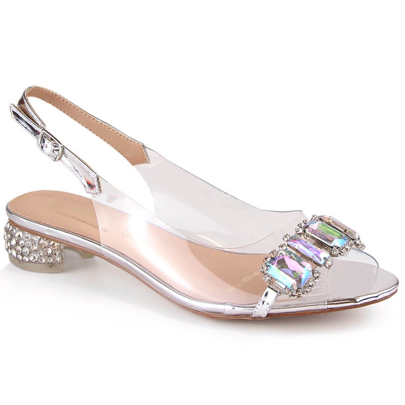 Hopeiset litteät sandaalit zirkoneilla S.Barski MR1037-11 hopea