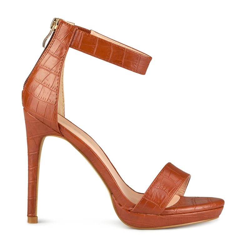 Naisten karamelliväriset korkokengät ruskea