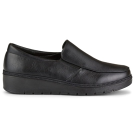 Mukavat naisten mokasiinit mustasta eko-nahasta