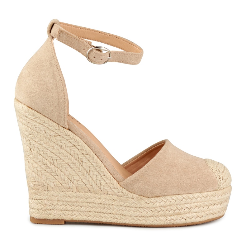 Naisten vaalean beige-kiila-espadrillit