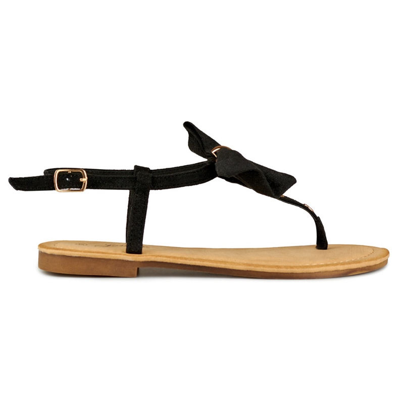 Mustat naisten sandaalit rusetilla