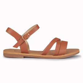 Naisten violetit ruskeat litteät sandaalit