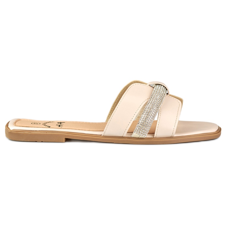 Naisten beigenväriset liukusäätimet paljeteilla