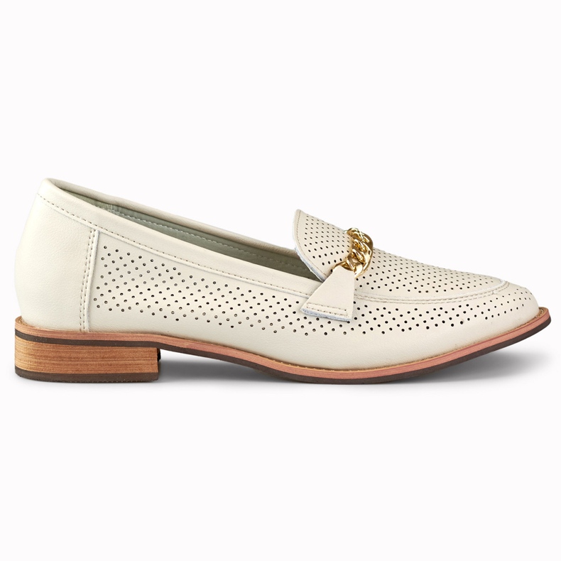 Naisten harjakattoiset kengät luonnollisesta nahasta beige