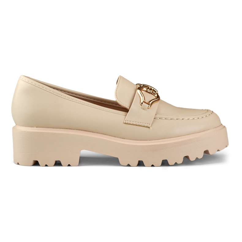 Naisten beige-loaferit eko-nahasta