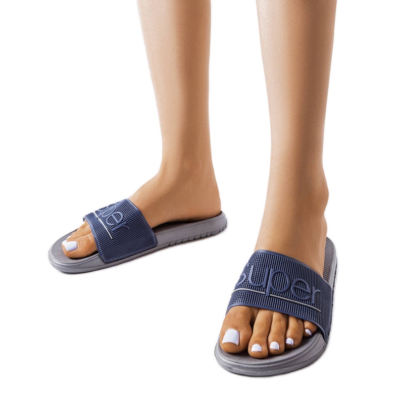 Azelio harmaat kumitossut sininen