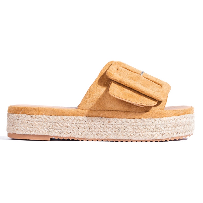 Shelovet kamelin mokkanahkaa espadrille-liukumäkiä beige