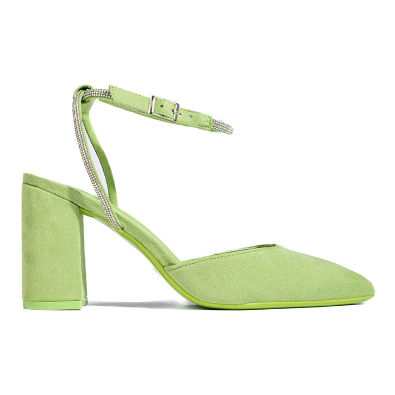 Shelovetin vihreät mokkanahkaiset avokorkopumput