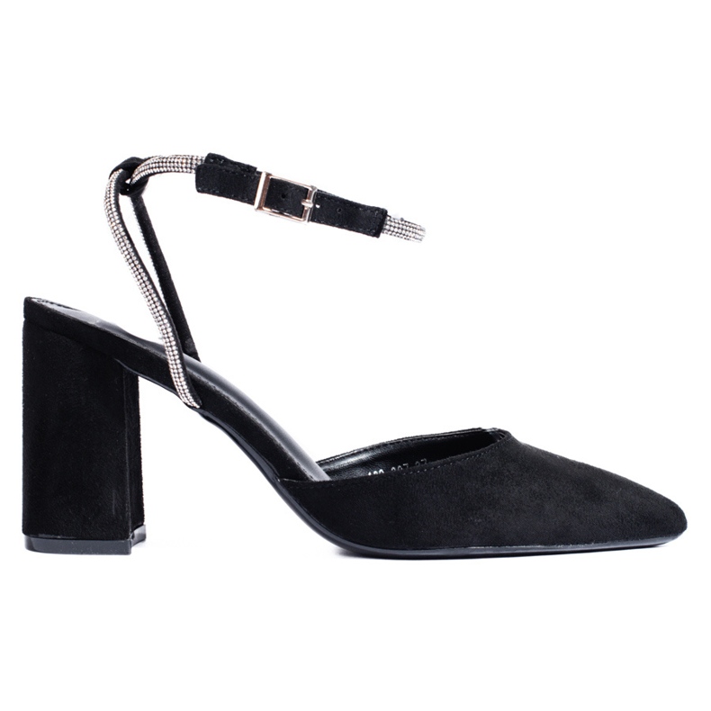 Shelovetin mustat mokkanahkaiset avokorkopumput