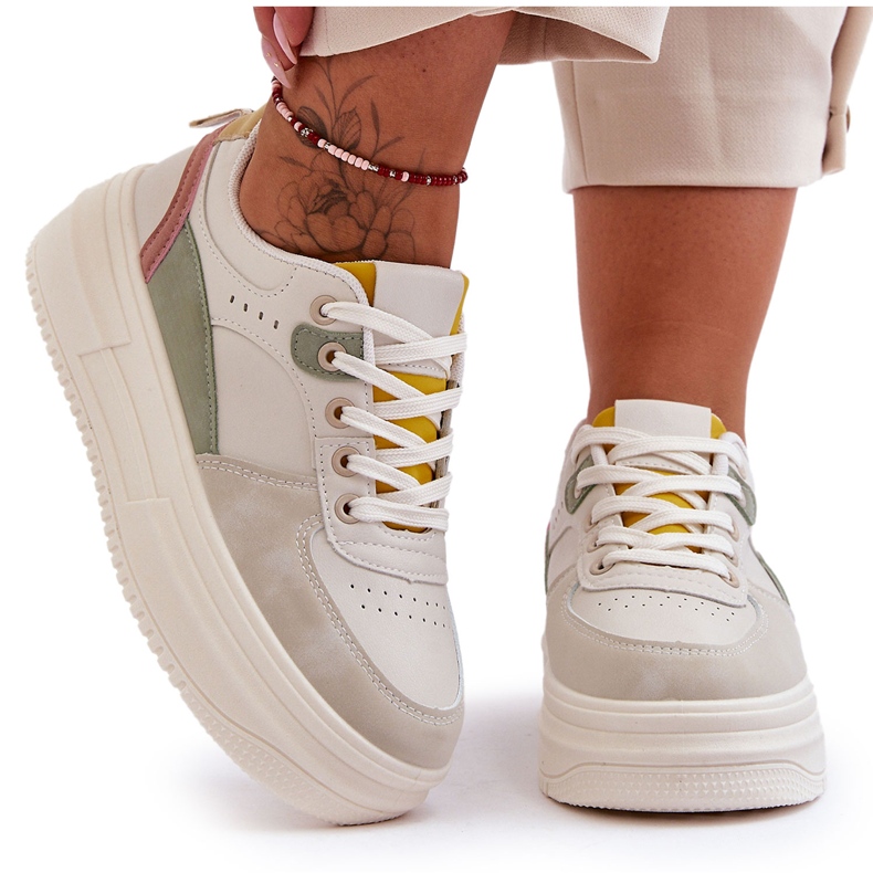 FJ1 Naisten urheilukengät massiivisella alustalla, monivärinen Gemma valkoinen