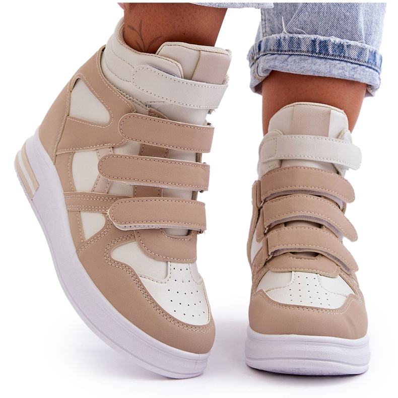 PE1 Naisten Hidden Wedge High Trainers Beige Inari