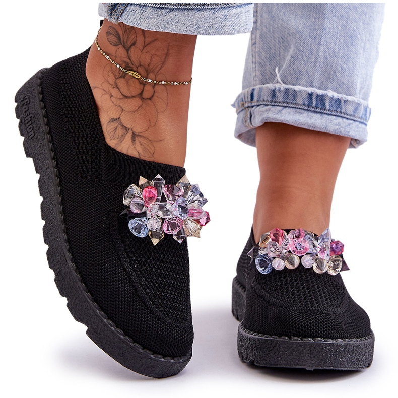 PM1 Naisten lenkkarit, joissa on mustat yksinkertaiset kivet