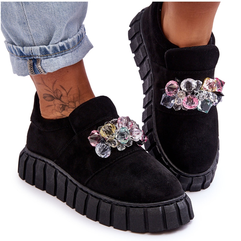 PS1 Muodikkaat Slip-On urheilukengät mustalla Desire-koristeella