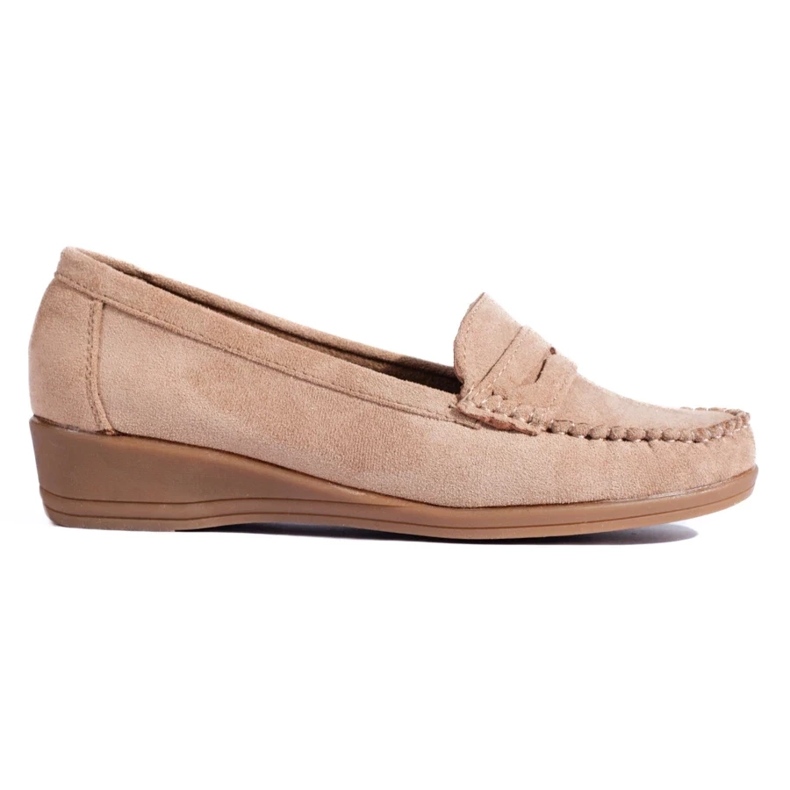 Shelovetin beige-mokkanahkaiset loaferit matalalla kiilalla