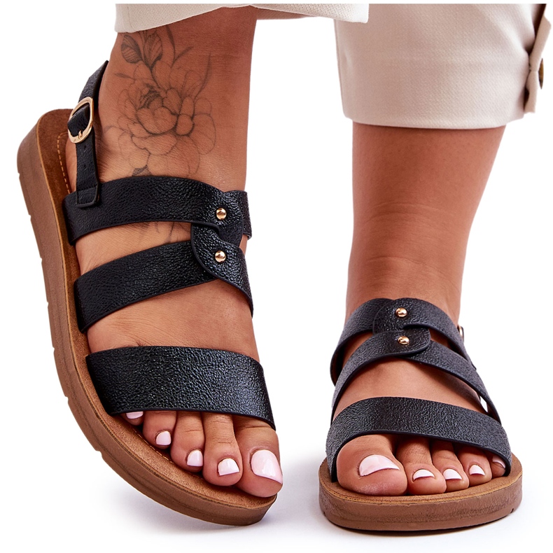 PG1 Black Catalia naisten kiiltävät sandaalit musta