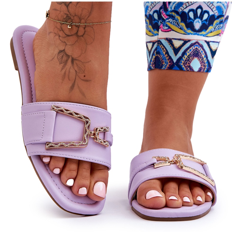 Naisten klassiset tossut, joissa on koristeltu violetti vaikuttava