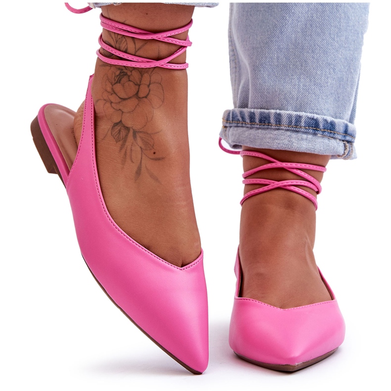 PG1 Naisten solmitut balerinat Pink Lilly Ann vaaleanpunainen