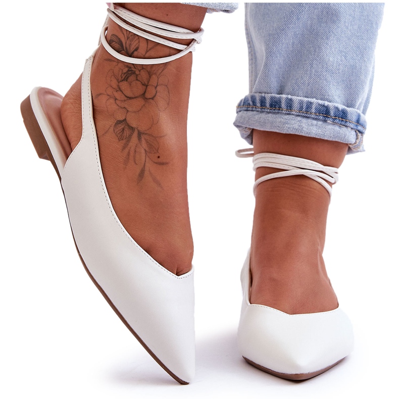 PG1 Naisten Lace Up Ballerinat Valkoinen Lilly Ann