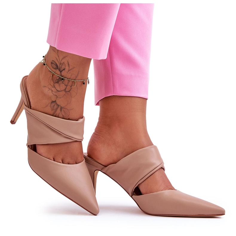 Inna Nahkaiset korkeakorkoiset tossut Tumma beige Aveline