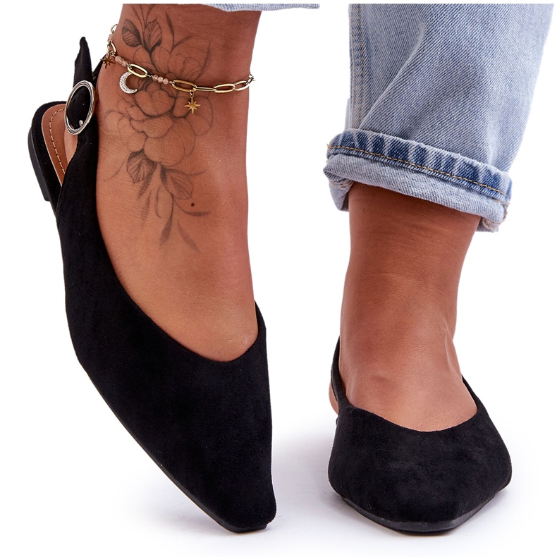 PS1 Kenra naisten mustat mokkanahkaiset ballerinat