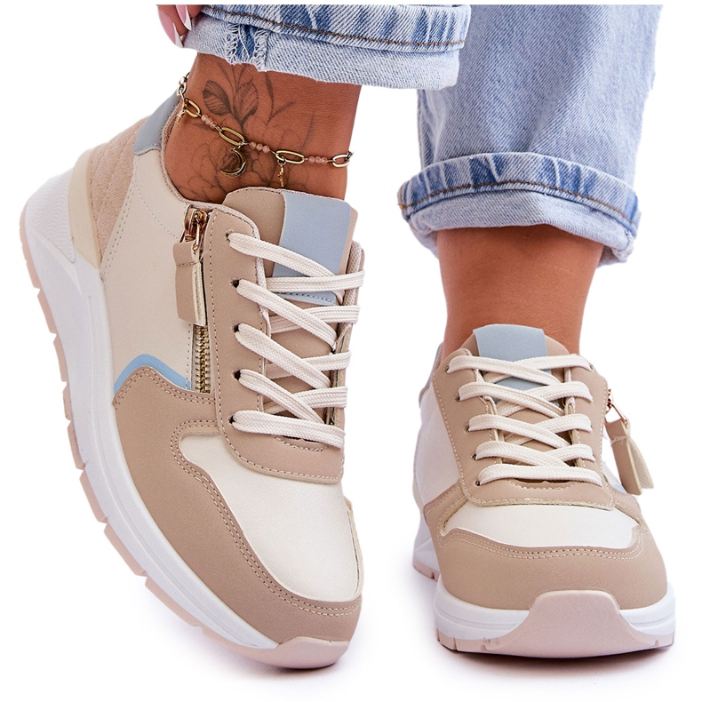 PA1 Naisten urheilukengät vetoketjulla beige Larisa