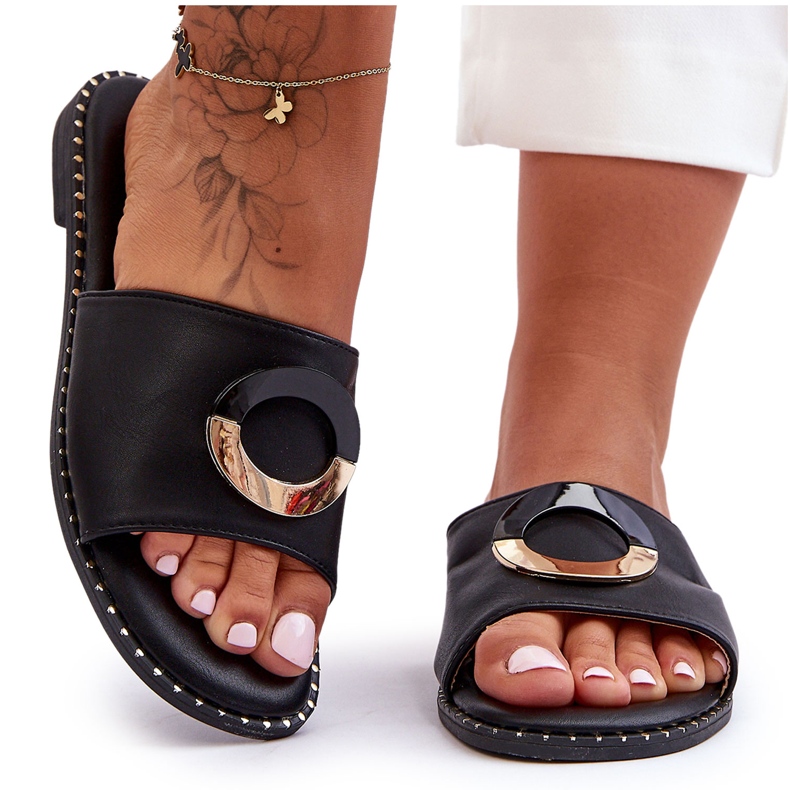 Naisten mustat sherrykoristeiset tossut