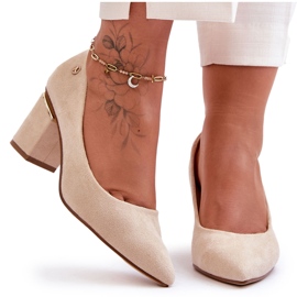 Klassiset mokkanahkakorkokengät, joissa vaalea beige Derren-koriste