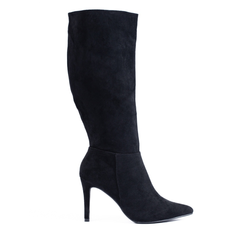 Shelovetin mustat mokkanahkakorkoiset saappaat