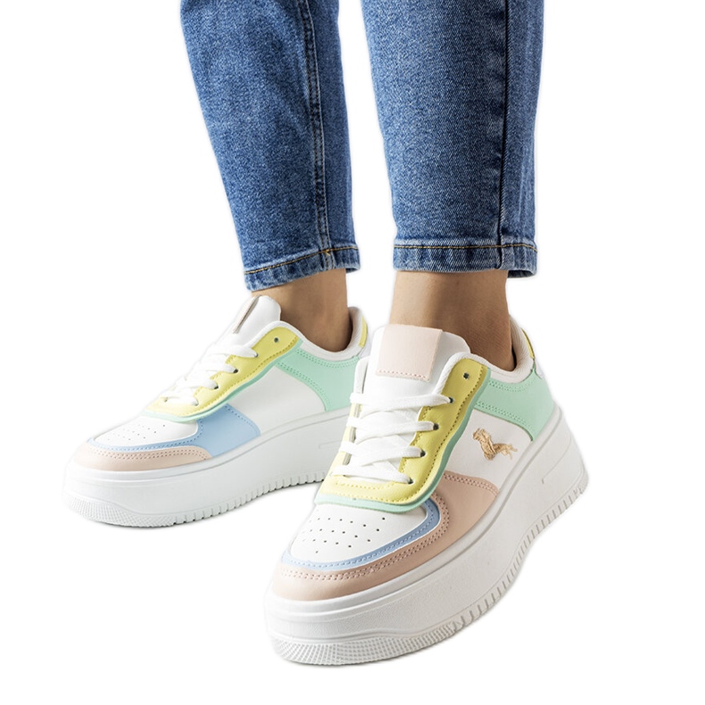 Värikkäät tennarit Gidle-alustalla valkoinen