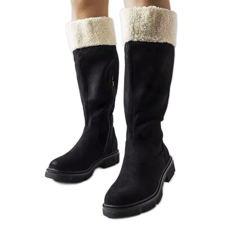 Mustat ekologiset mokkanahka saappaat Eriniltä