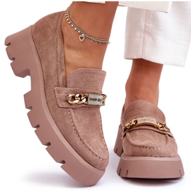 PS1 Klassiset mokkanahkaiset loaferit paksulla alustalla ruskea Ota minut kiinni!