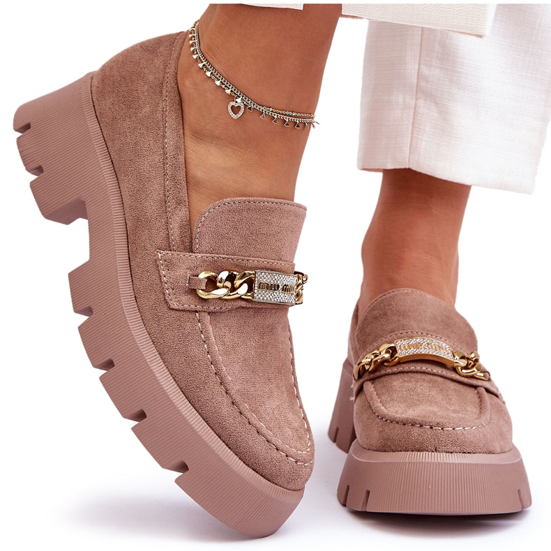 PS1 Klassiset mokkanahkaiset loaferit paksulla alustalla ruskea Ota minut kiinni!