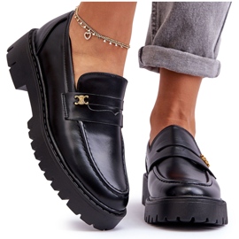 PS1 Nahkaiset mokasiinit mustalla Esperta-koristeella