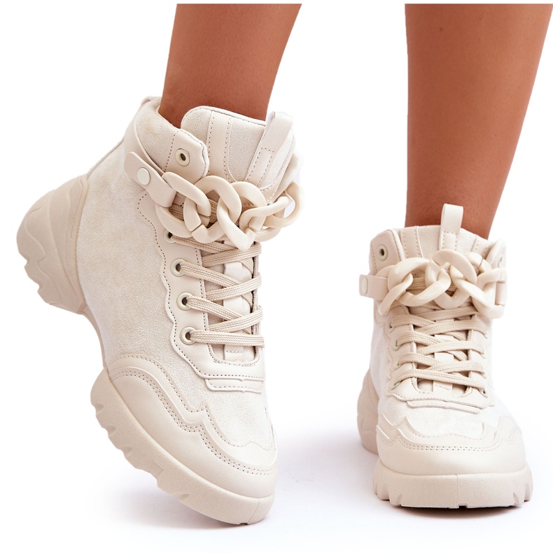 PS1 Naisten urheilukengät mokkanahka ketjulla beige Tymagio