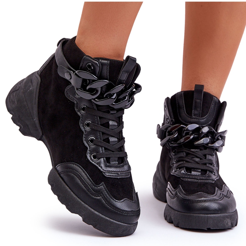 PS1 Naisten urheilukengät mokkanahka ketjulla, musta Tymagio