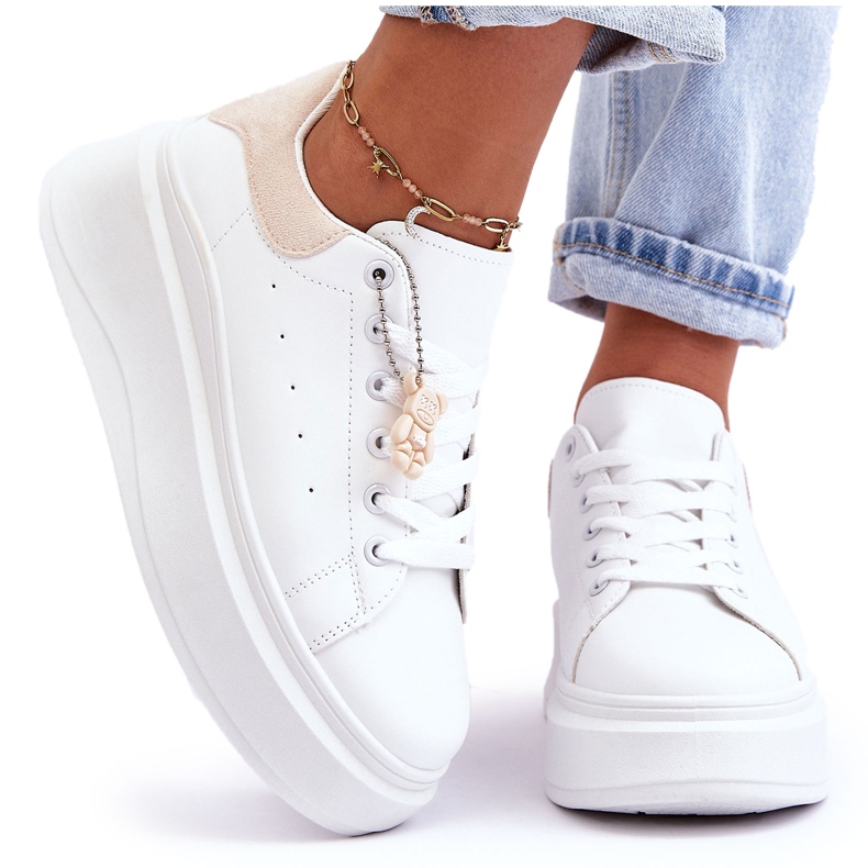 PS1 Naisten urheilukengät massiivisella alustalla, valkoinen ja beige Mariell