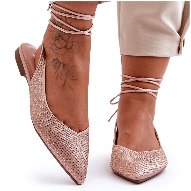 PG1 Nauhat naisten balerinat beige nastoitettu Jange