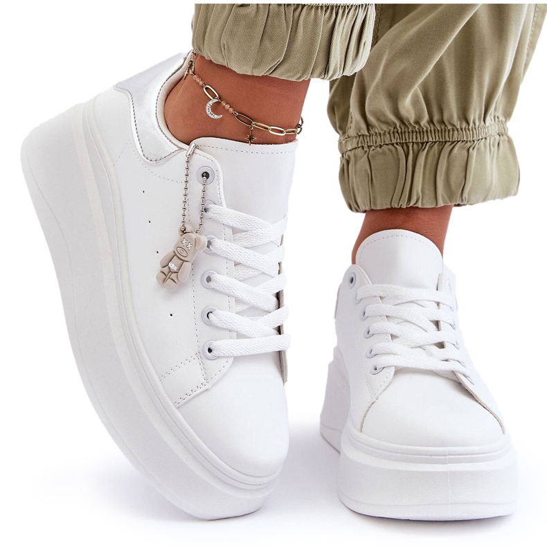 PS1 Naisten urheilukengät massiivisella alustalla, valkoinen ja hopea Mariell