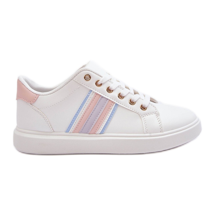 PG1 Naisten nahkaiset urheilukengät, valkoinen ja vaaleanpunainen Rilee