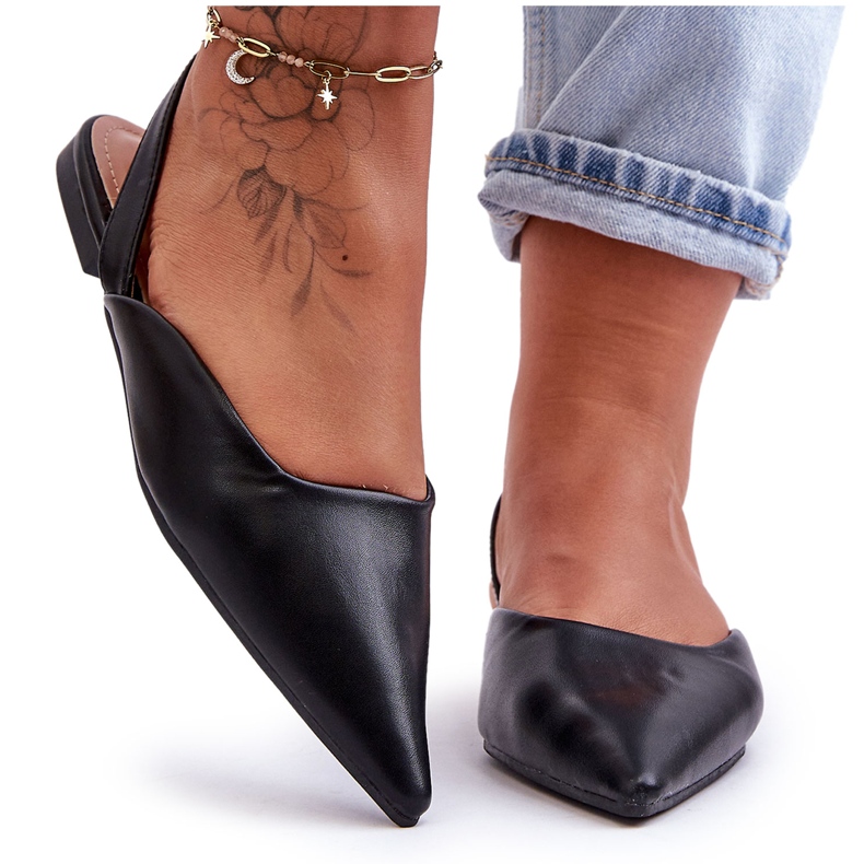 PS1 Naisten nahkaiset baleriinit Black Germes musta