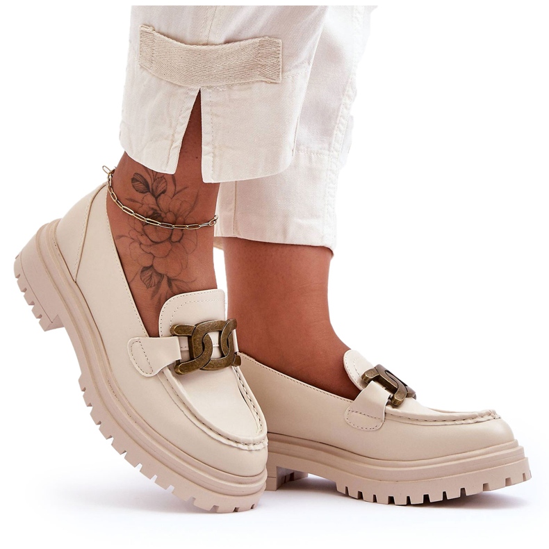 PG1 Naisten loaferit lavalla koristeellisella beige Ameg