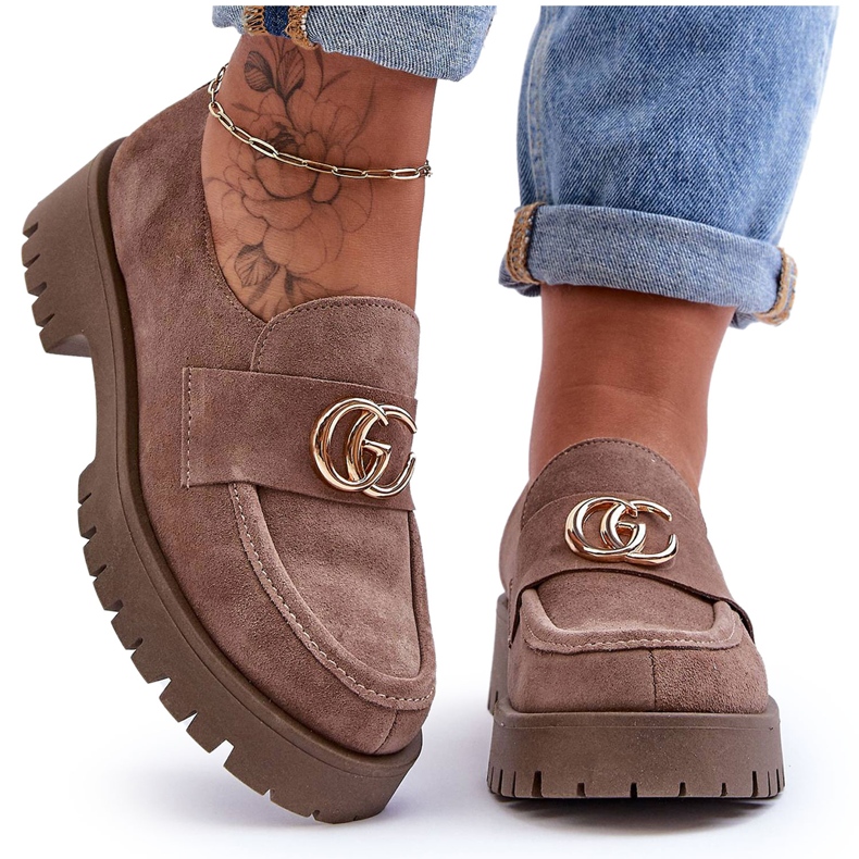 Laura Messi Naisten mokkanahkakengät, joissa on koristelu tumma beige Rosefalls