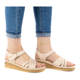 WASAK Mukavat naisten nahkasandaalit 0658W beige