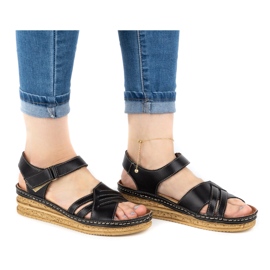WASAK Mukavat naisten nahkasandaalit 0658W musta