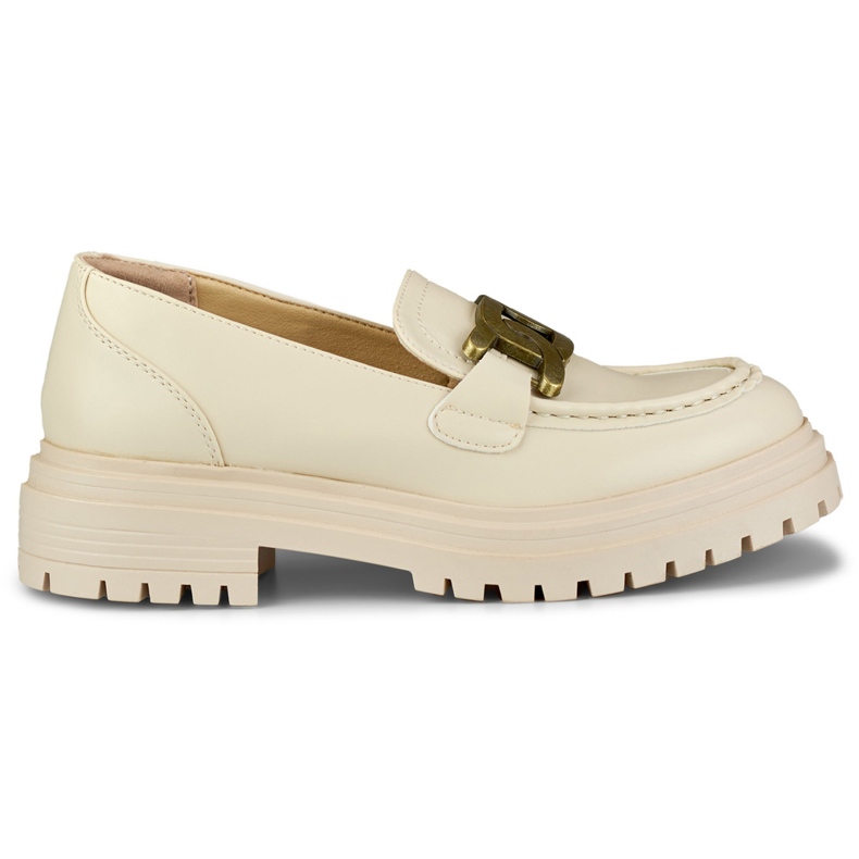 Beiget loaferit kultaisella soljella