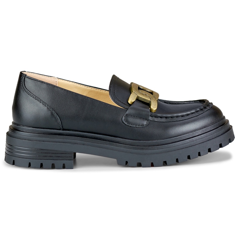 Mustat loaferit kultaisella soljella