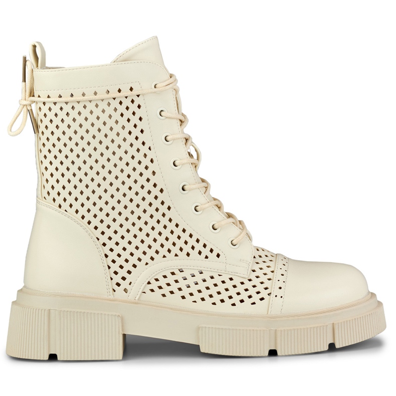 Harjakatkoiset beigenväriset naisten saappaat