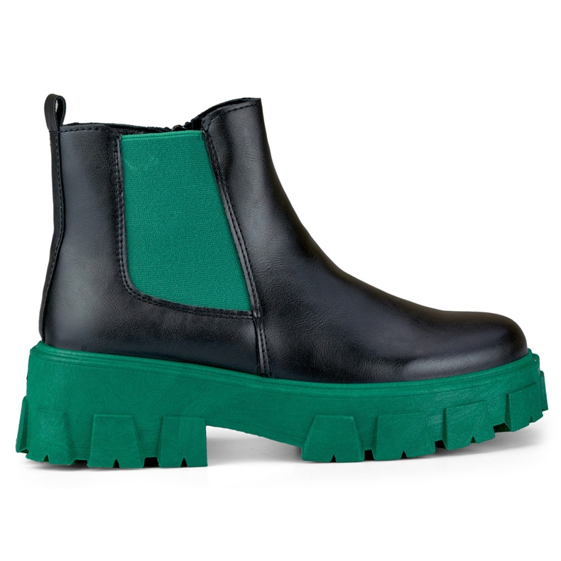 Naisten työsaappaat vihreällä pohjalla musta